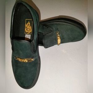 Vans (Sz 6.5M/8L) Unisex Black Classic Nubuck Suede Leather ID Slip-On Sneakers